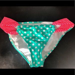 Xhilaration Aqua/Coral Polka Dot Bikini Bottoms